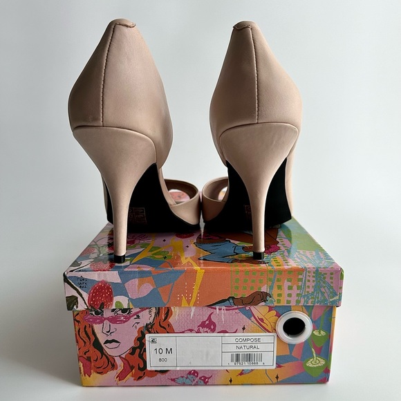 ✨New JEFFREY CAMPBELL Compose Leather Half d’Orsay Peep Toe Pumps Natural 10M - Picture 8 of 10